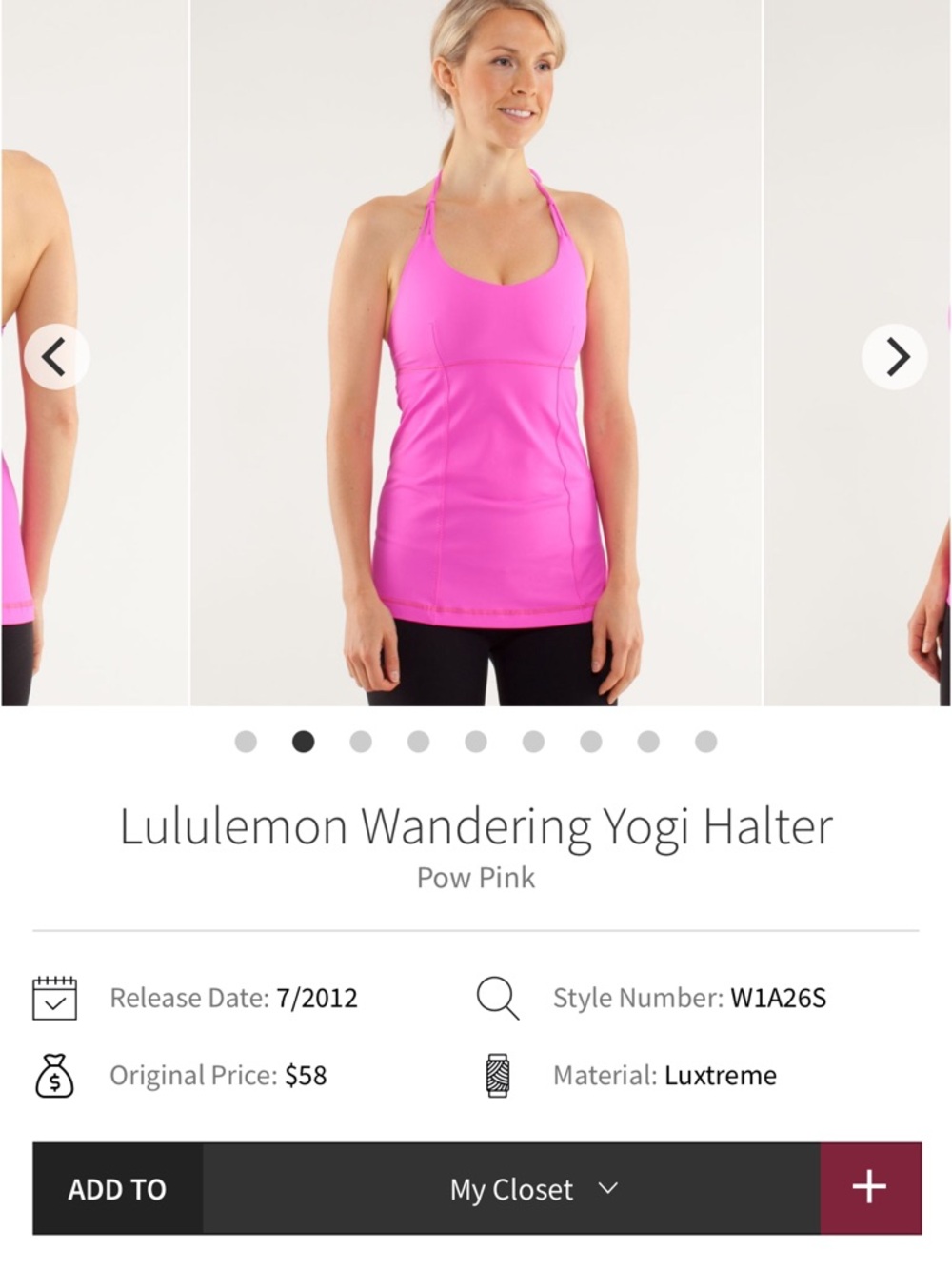 lululemon athletica Halter Yogi Tank - Pow Pink